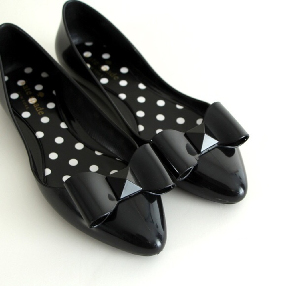 Kate spade black jelly ballerina pointed toe flats